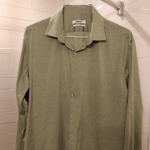 DKNY Men's Green Dress Shirt L - Neck 17
